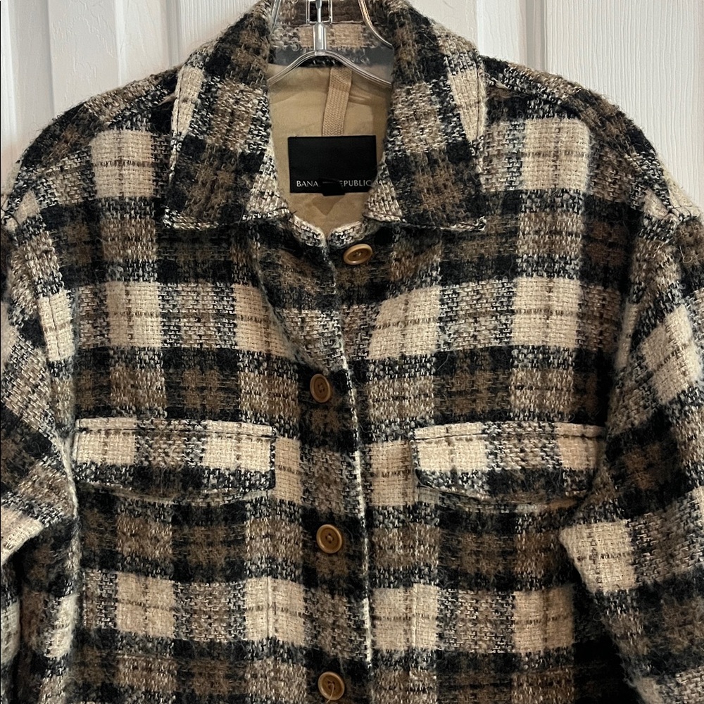 BANANA REPUBLIC Wool/Alpaca Italian Boucle Shirt Jacket Shacket Size XS - Picture 4 of 6